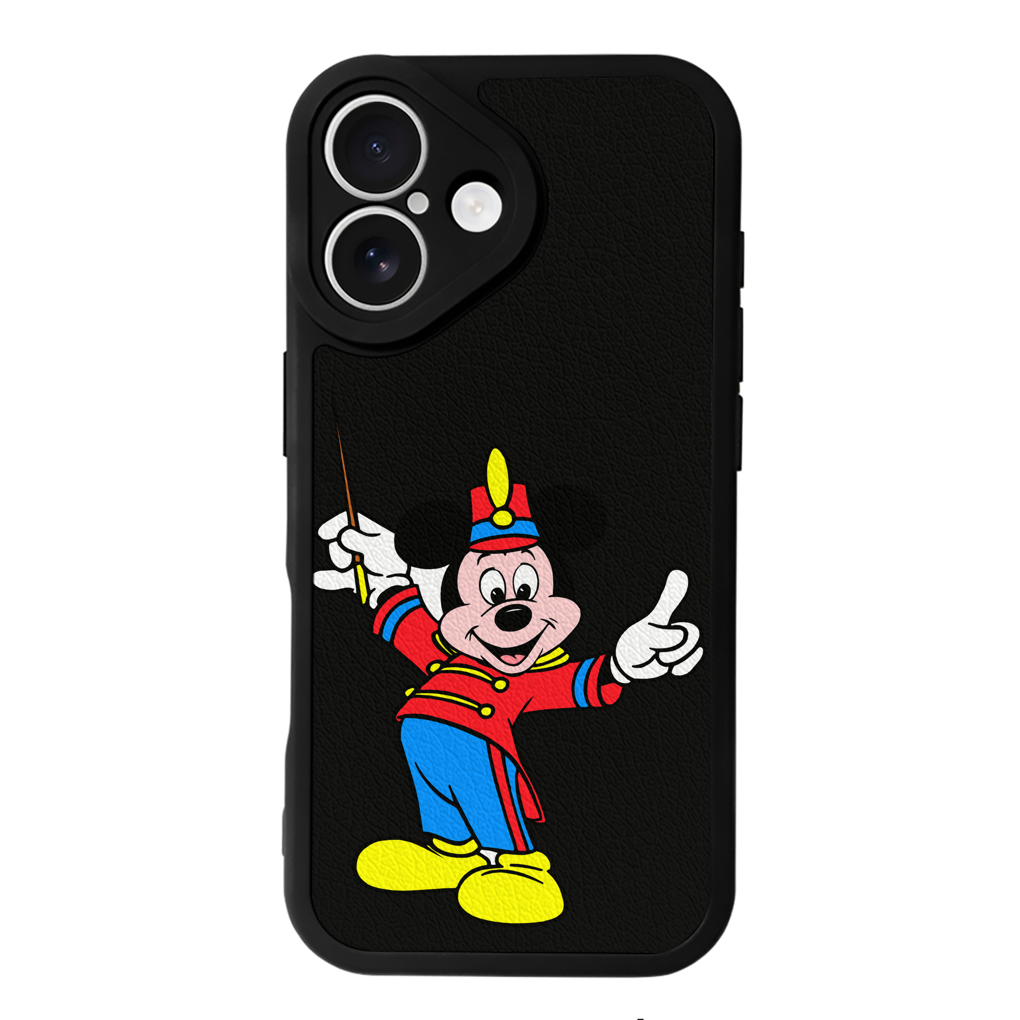 （画像用） ミッキーマウス Mickey Mouse 【iPhone 16シリーズ対応】シリコンスマホケース（レザー調） 材質：シリコン